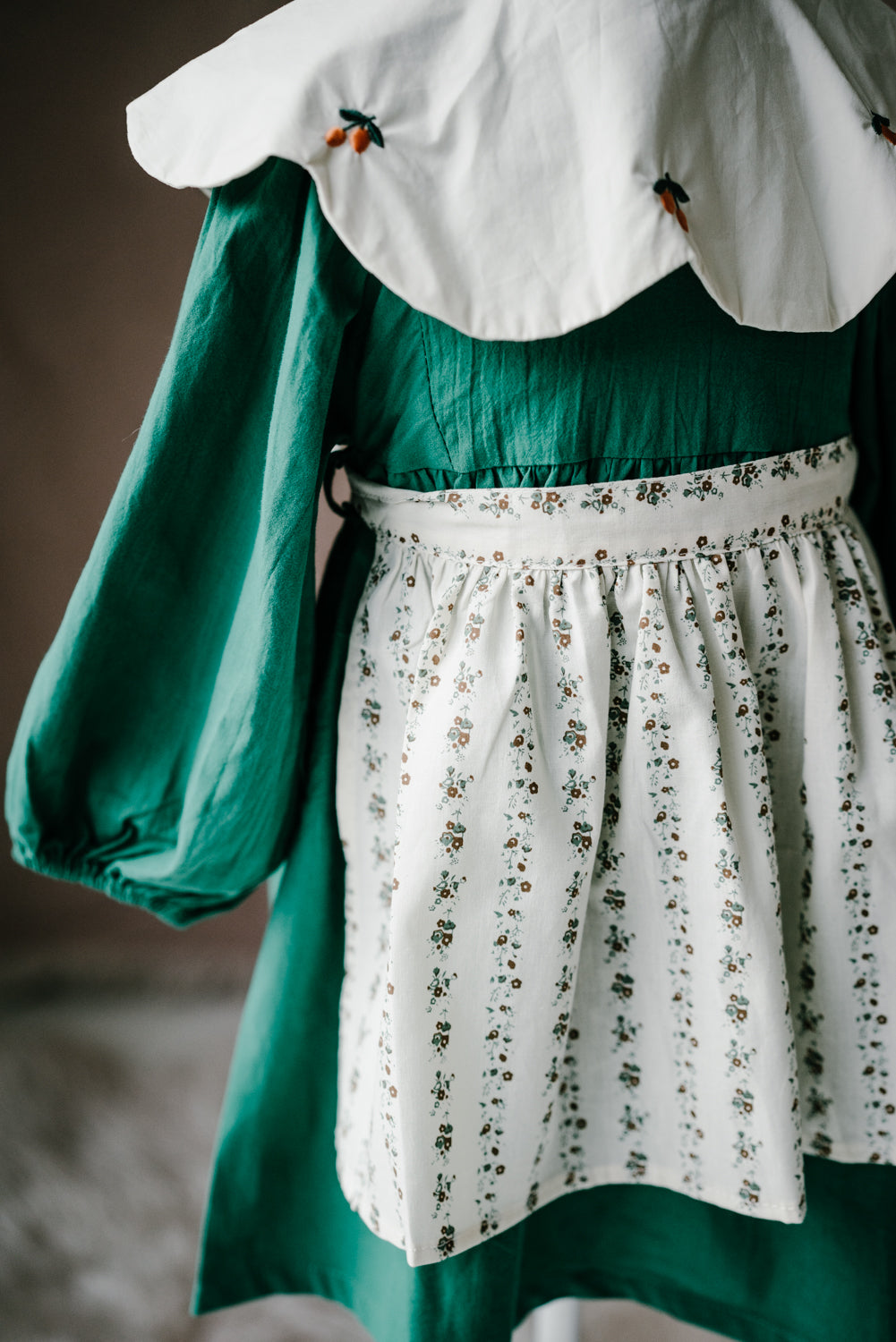 Vintage Style Embroidered Apron Girls' Dress