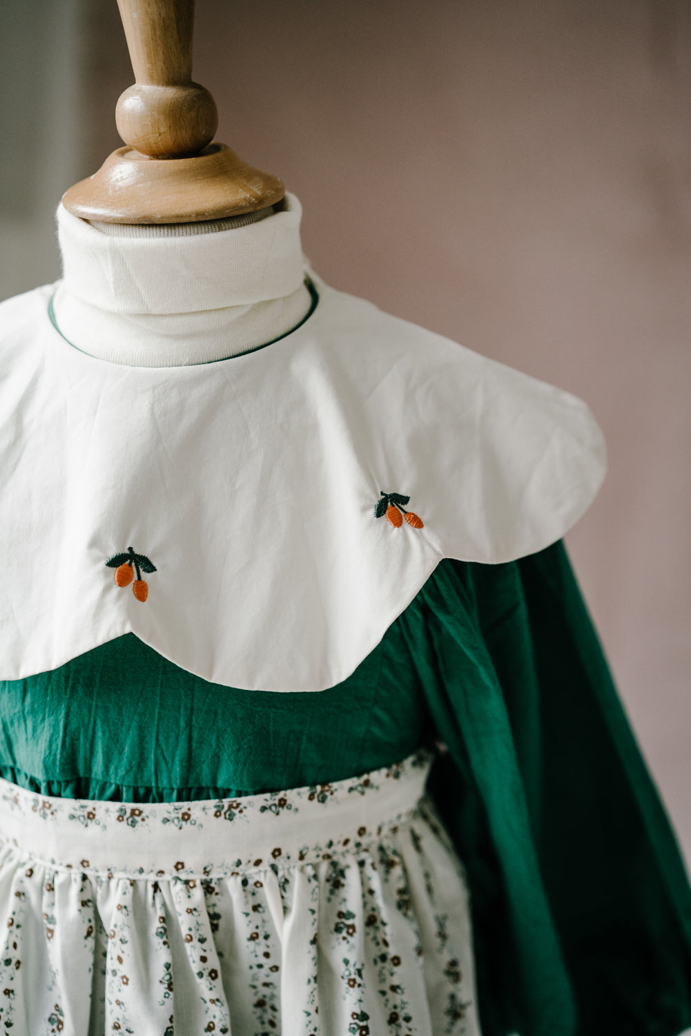 Vintage Style Embroidered Apron Girls' Dress