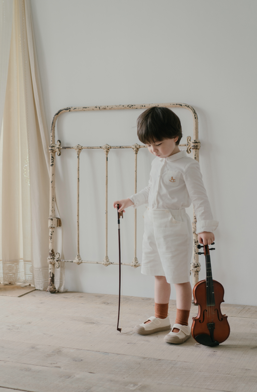Little Musician White Shirt With Embroidery Details