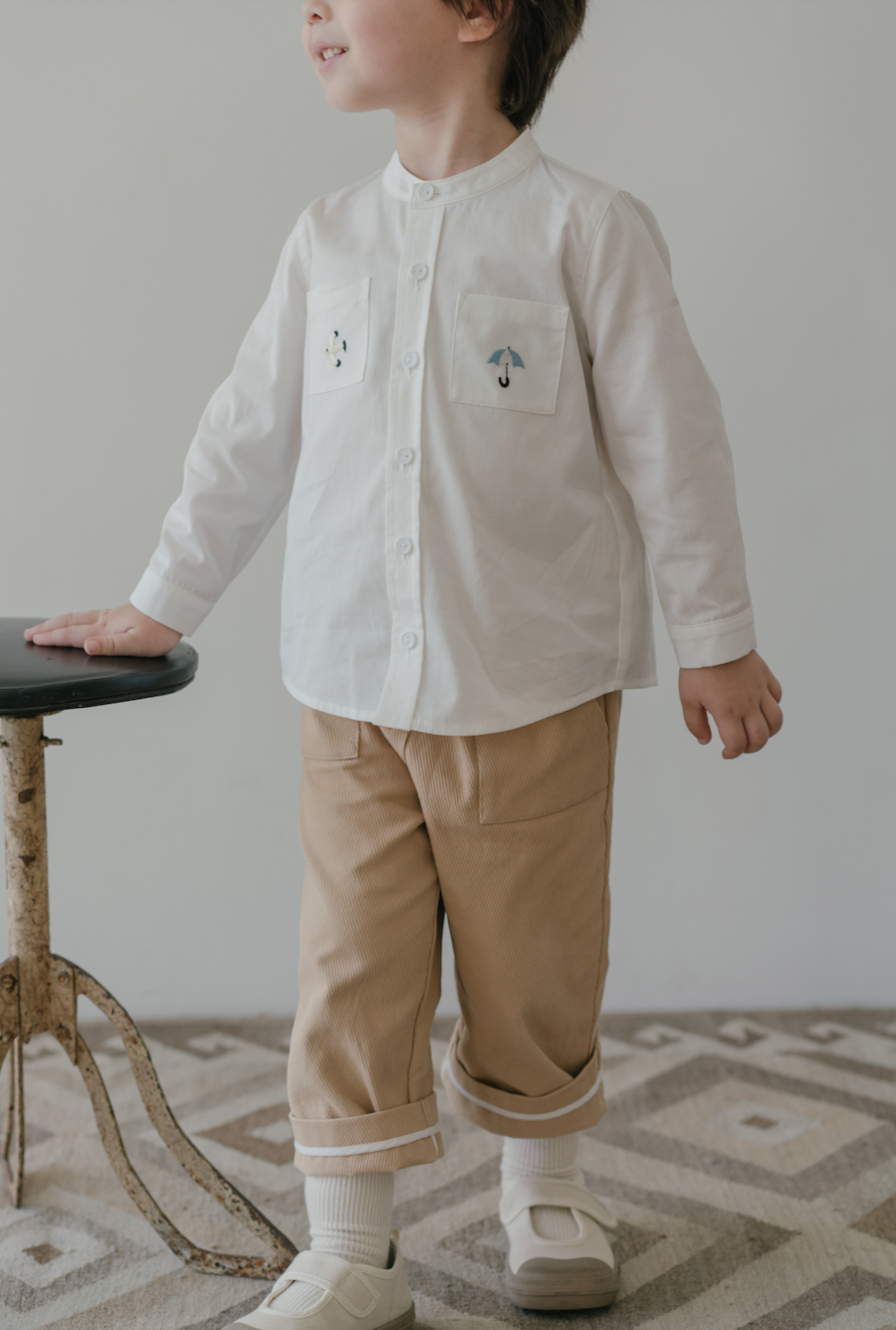 Little Musician White Shirt With Embroidery Details