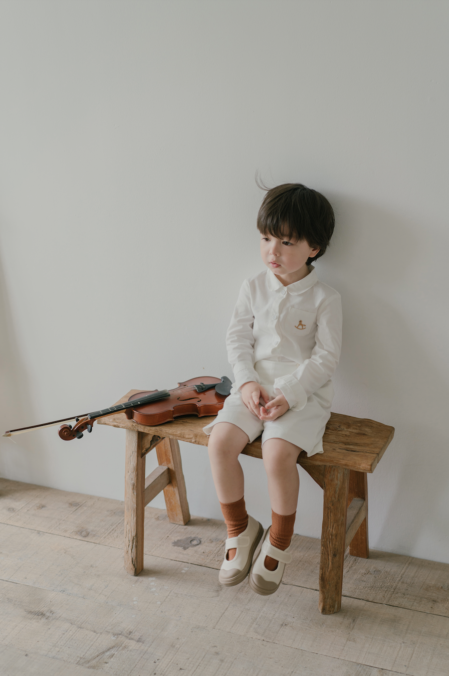 Little Musician White Shirt With Embroidery Details