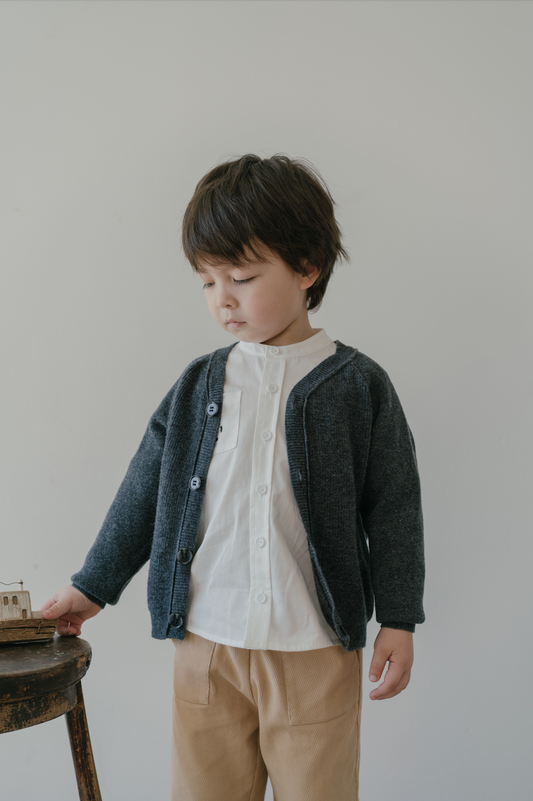 Little Musician Basic Charcoal Cardigan