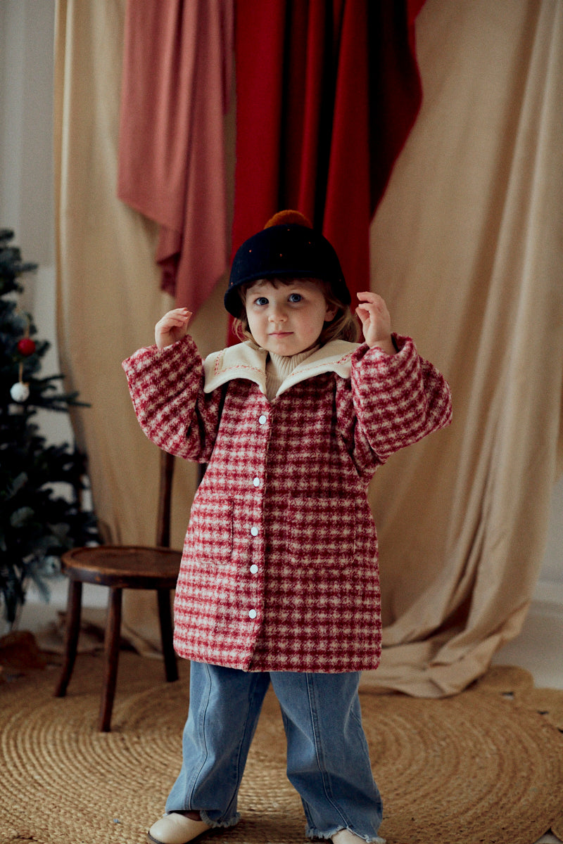 Red Check Girl Coat