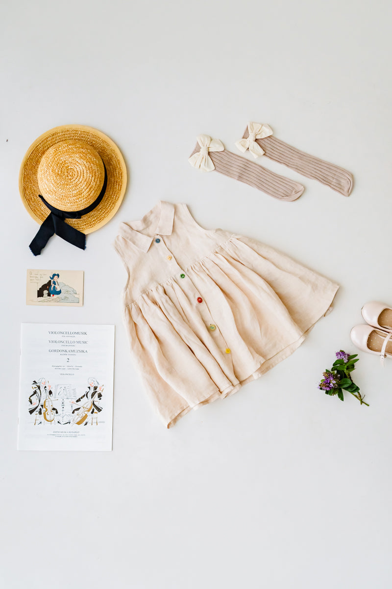 LELE JOVE COLLARED LINEN DRESS