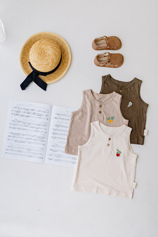 LELE JOVE EMBROIDERED SLEEVELESS VEST TOP