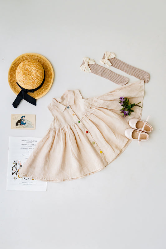LELE JOVE COLLARED LINEN DRESS
