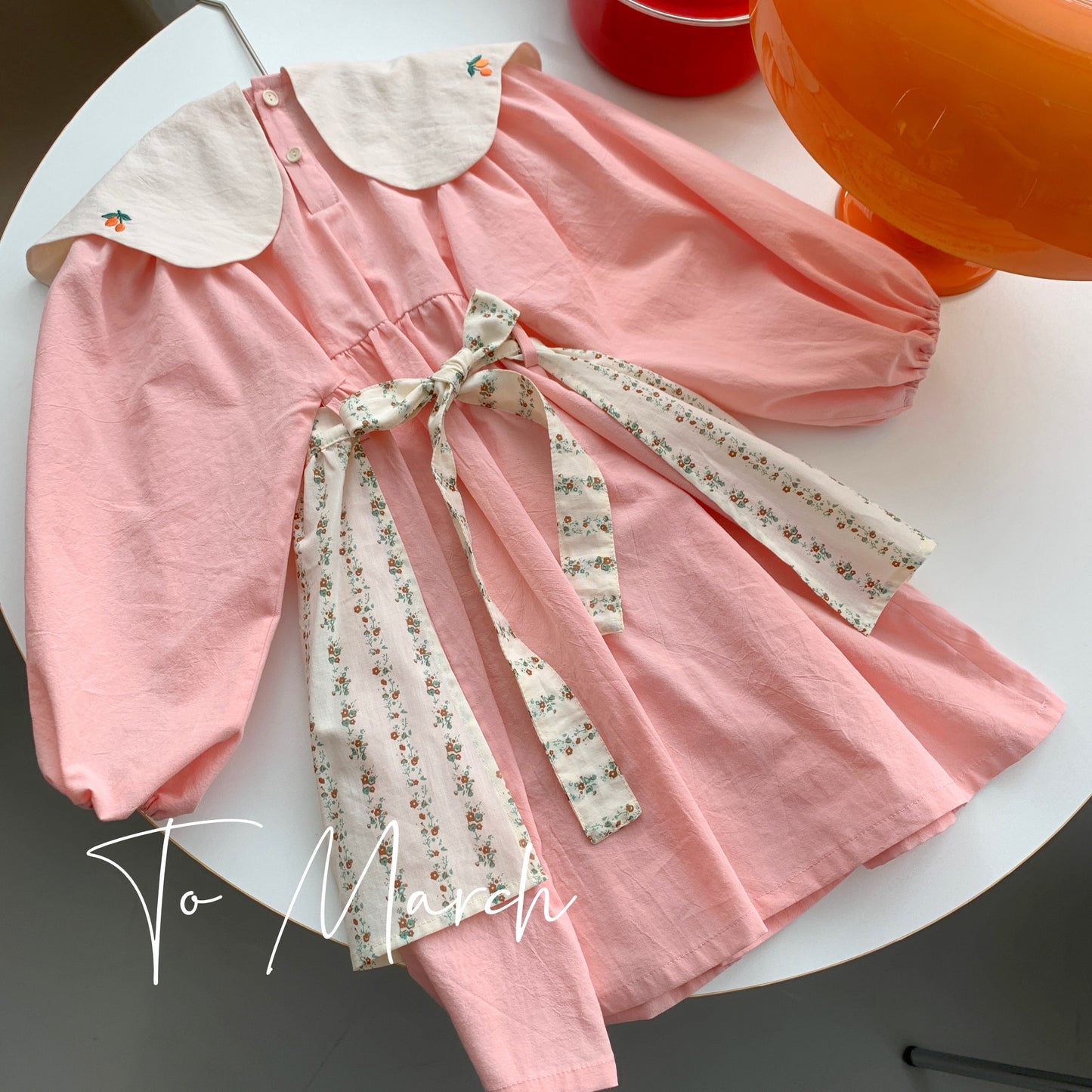 Vintage Style Embroidered Apron Girls' Dress