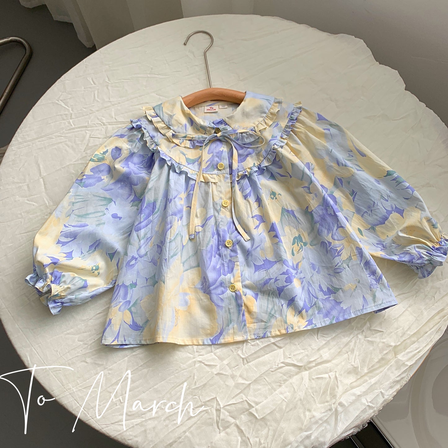 Floral Cotton Blouse With Bib Collar