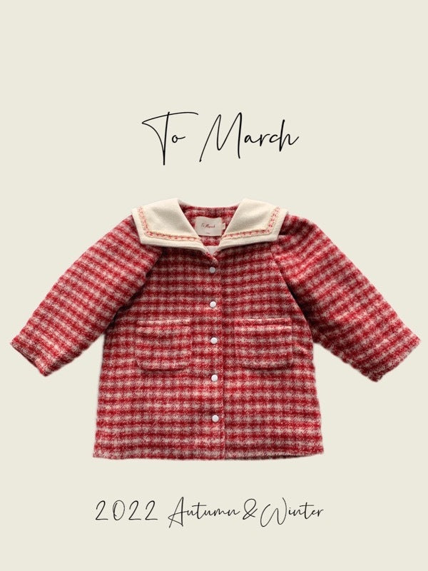 Red Check Girl Coat