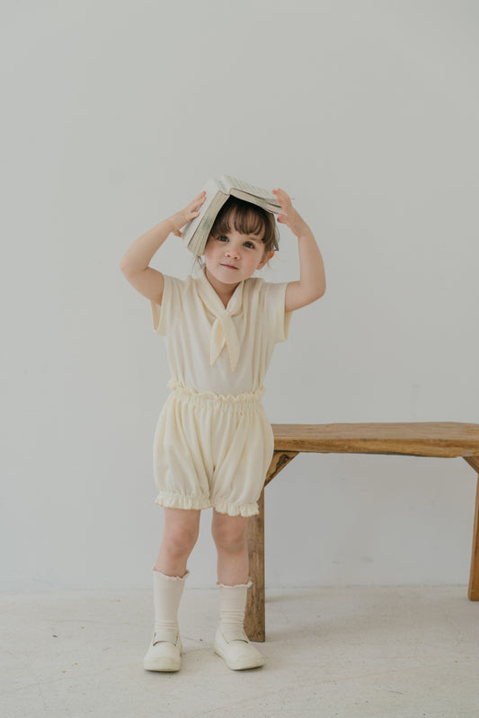 Little Musician Creamy Cotton Tie Outfit
