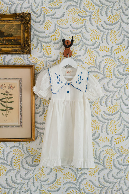 Embroidered Cotton Short Sleeve Dress