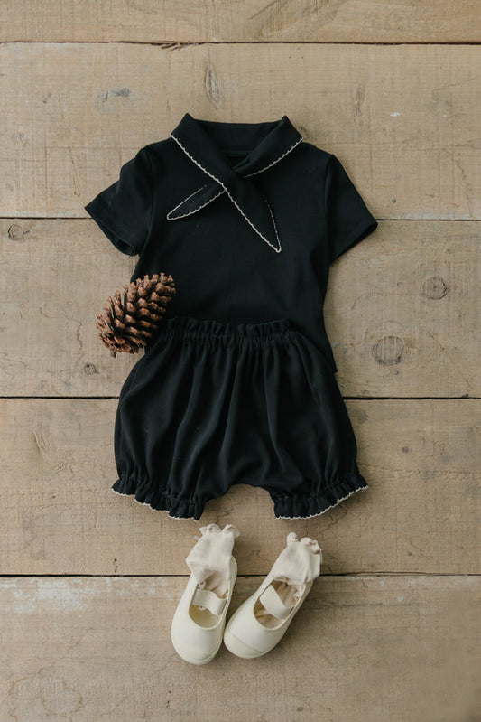 Little Musician Black Cotton Tie Outfit Set