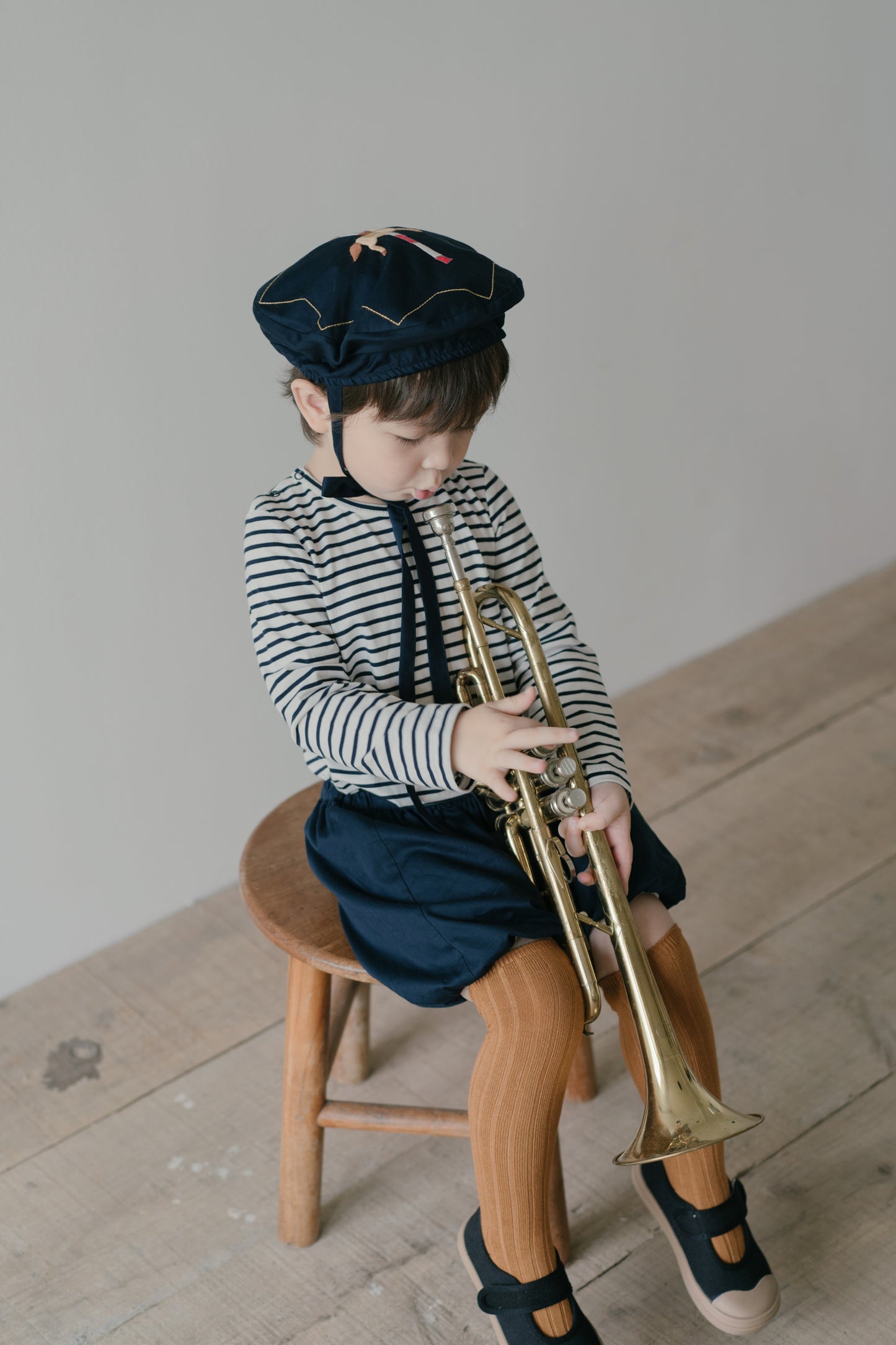 Little Musician Cotton Navy Ruffle Bloomer
