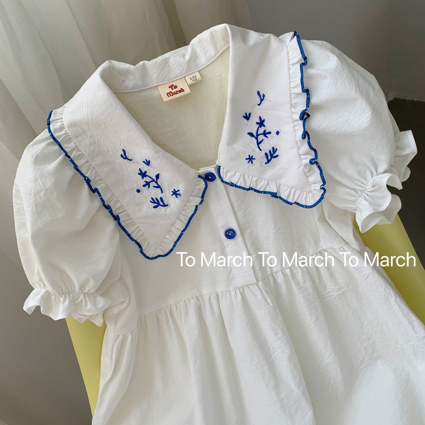 Embroidered Cotton Short Sleeve Dress
